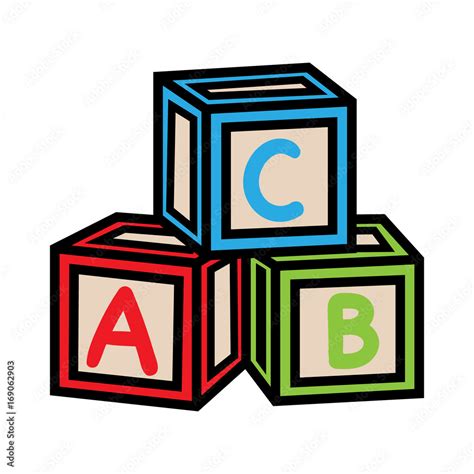 Cartoon Kids Building Blocks Vector Illustration Stock Vector | Adobe Stock