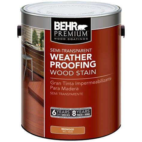 BEHR Premium 1-gal. Redwood Semi-Transparent Weatherproofing Wood Stain-533001 - The Home Depot