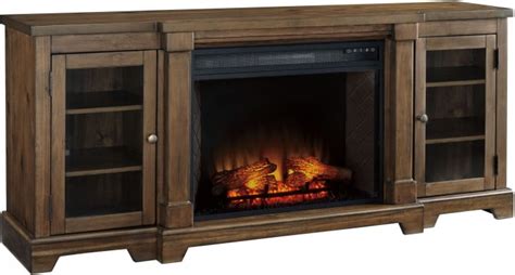 Flynnter Medium Chestnut Brown XL TV Stand with Infrared Fireplace ...