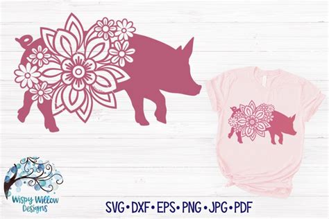 Floral Pig SVG| Pig with Flowers SVG Cut File