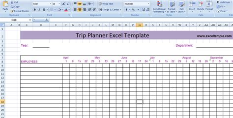 Trip Planner Excel Template - Microsoft Excel Templates