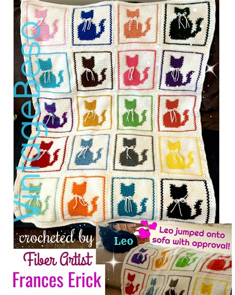 Easy Cat Afghan Crochet PATTERN • Cat Pillow Pattern • Vintage Single ...