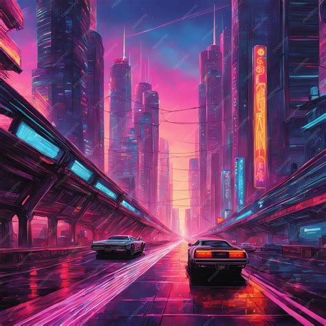 Premium Photo | Retro Cyberpunk City Streets