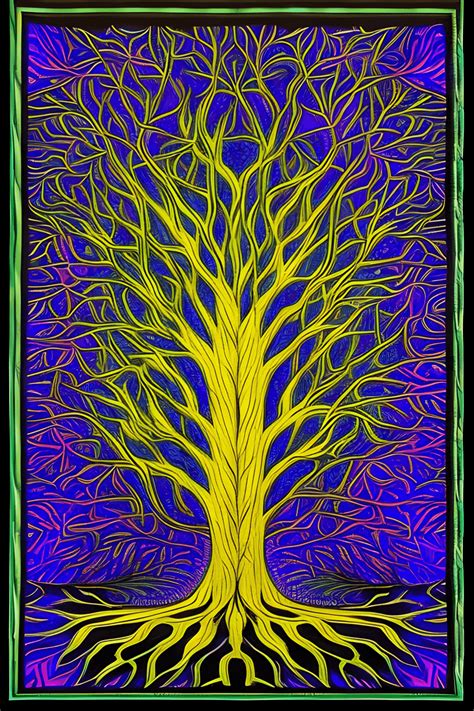 Psychedelic Tree of Life Black Light Tapestry · Creative Fabrica