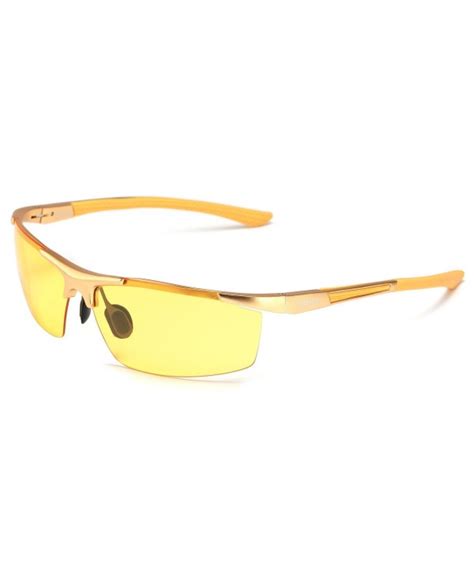 HD Night Driving Glasses Rain Day Driving Anti Glare Polarized Sport Sunglasses - Yellow Frame ...