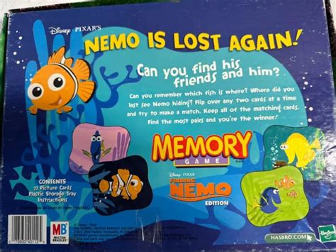 DISNEY PIXAR FINDING NEMO Memory Matching Game by Milton Bradley 2003 ...