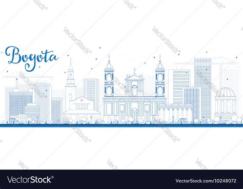 Outline bogota skyline with blue buildings Vector Image