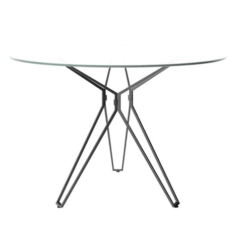 Shimotoda Round Glass Dining Table With Grey Painted Legs | Furniture in Fashion
