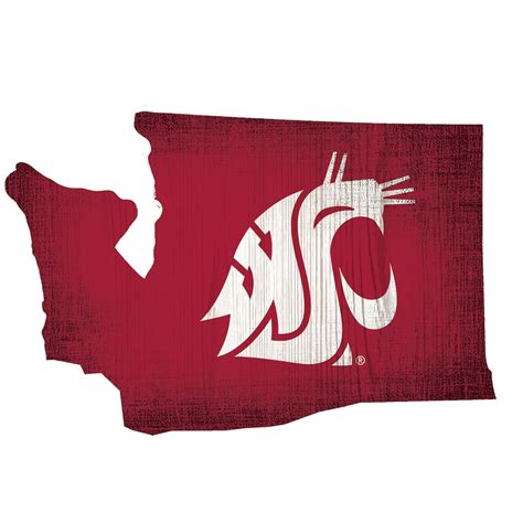 Washington State Cougars 12" Logo State Sign