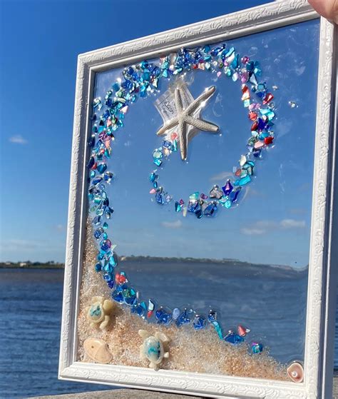 Sea Glass Mosaic, Sea Glass Art, Glass Wall Art, Mosaic Art, Beach Crafts Diy, Sea Crafts, Sea ...