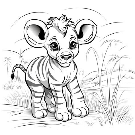 Premium AI Image | colouring pages for kids baby safari animals