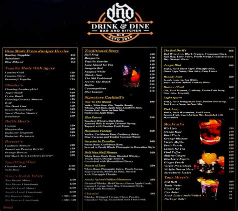 Menu of Drink N Dine, Chandra Layout, Bangalore | Dineout