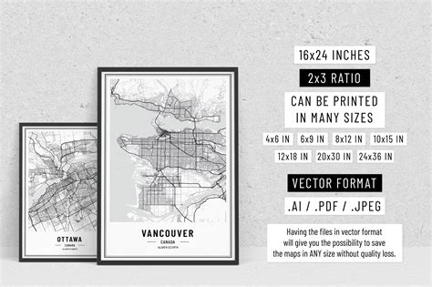 Canada City Street Maps - Print Art | Illustrations ~ Creative Market