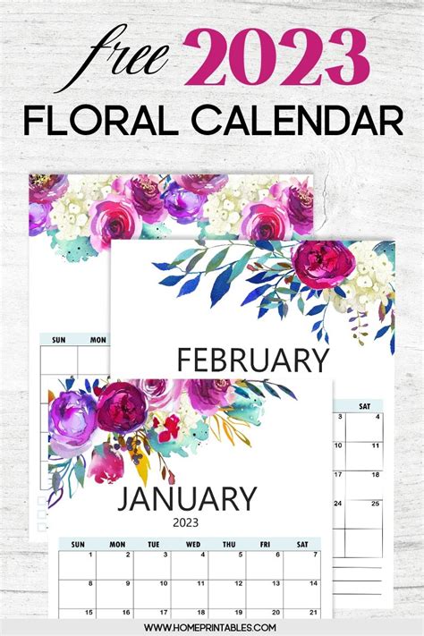 printable floral january 2023 calendar printable world holiday - free ...