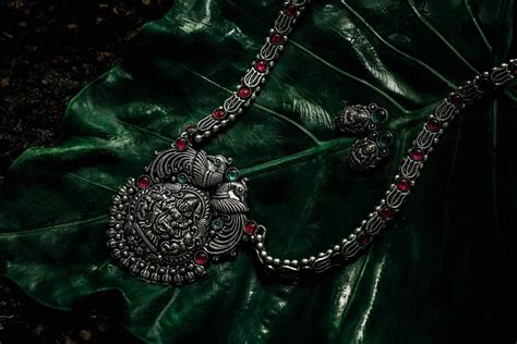 German Silver Traditional Peacock Lakshmi Lotus Beads Haaram | Indian jewelry, Curated jewelry ...