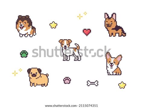 Cute Dog Breeds Pixel Art 80s Stock Vector (Royalty Free) 2115074351 | Shutterstock