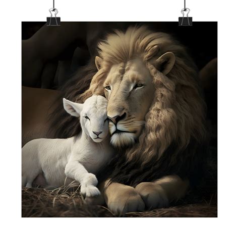 Matte Print: the Lion and Lamb Wall Art Christian Faith Home Decor, Inspirational Religious ...