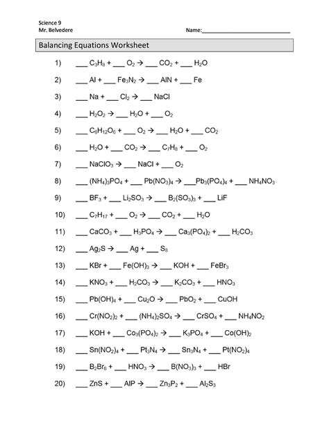 Chemistry Balancing Equations Worksheet Answer Key / Answer Key Balancing Equations Practice ...