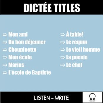 French Dictée Exercises - Upper Beginner Level | TPT