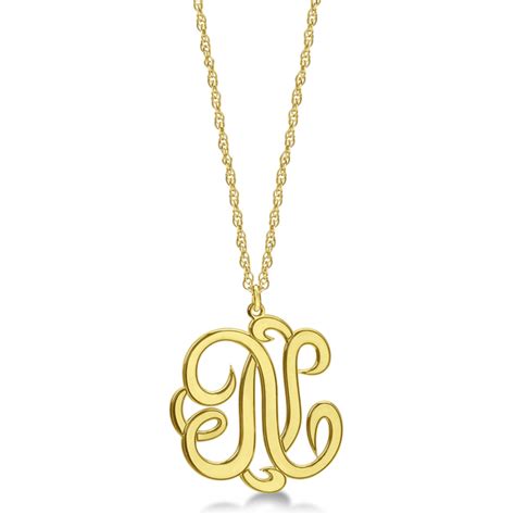 Personalized Single Initial Cursive Monogram Necklace 14k Yellow Gold - NG58