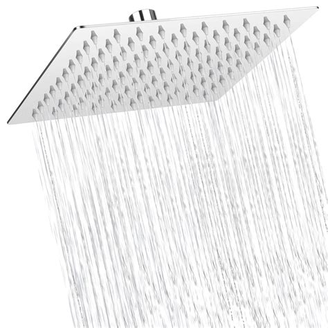 Buy COMLIFE Fixed Shower Head, 8Inch Square Rain Fixed Shower Head 304 Stainless Steel High ...