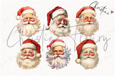 Retro Santa Clipart By Christine Fleury | TheHungryJPEG