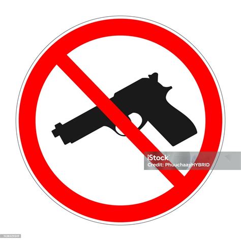 Handgun Prohibition Sign Pistol Gun With Ban Sign Vector Stock ...