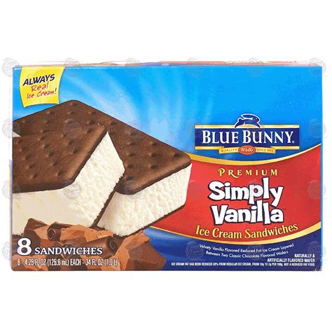 Blue Bunny Premium simply vanilla ice cream sandwiches, 8-coun34-fl oz ...