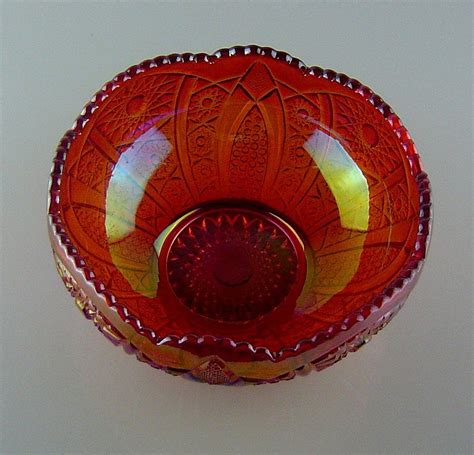 Indiana Glass Heritage 8" Carnival Bowl Red/Sunset from its-a-basketcase on Ruby Lane