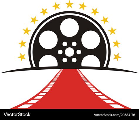 Red carpet filmstrip award movie film cinema logo Vector Image