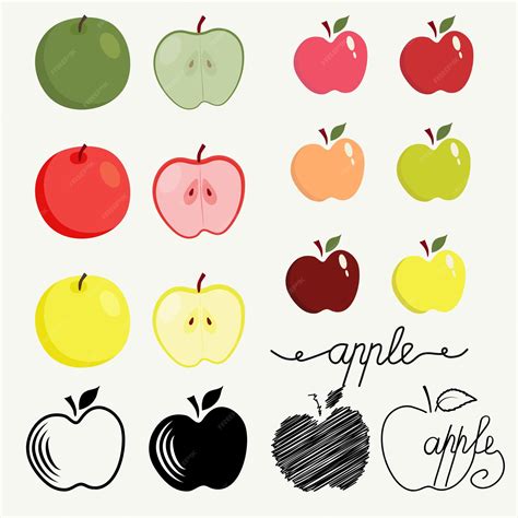 Premium Vector | Apple set Apples of different colors sizes and ...