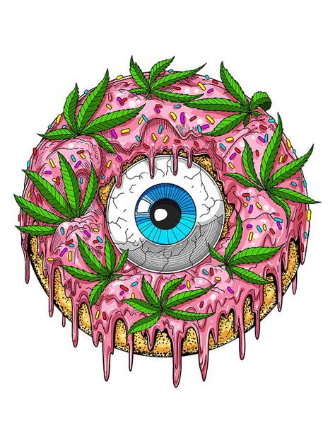 Psychedelic Weed Donut Digital Art by Nikolay Todorov - Pixels