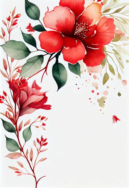 Free Watercolor Red Flower Background