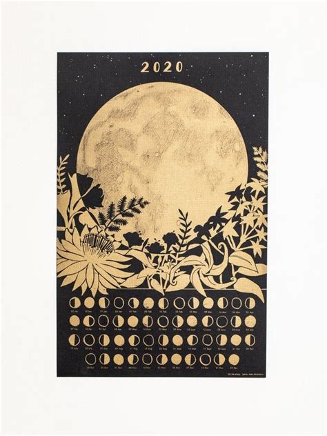 2020 Lunar Calendar Poster Wall Calendar Moon Phase Moon | Etsy ...