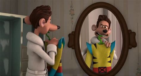 In Flushed Away (2006), one of the outfits Roddy pulls from his wardrobe is a Wolverine costume ...