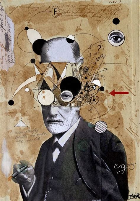 Saatchi Art Artist: Loui Jover; Ink 2015 Collage "Freud with abstracted concepts ...