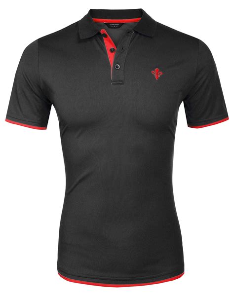 COOFANDY Mens Short Sleeve Polo Shirts Slim Fit Casual Contrast Sports Golf Polo T Shirt ...