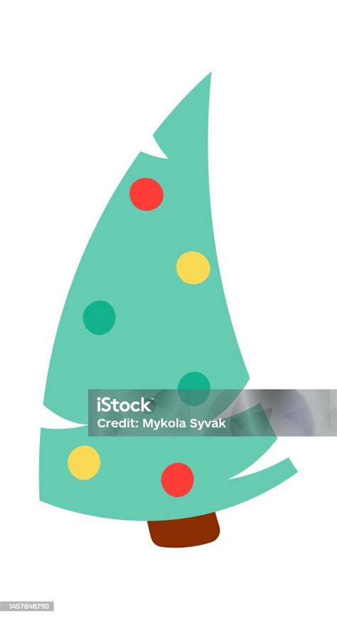 Evergreen Tree With Lights And Toys Flat Icon Stock Illustration ...