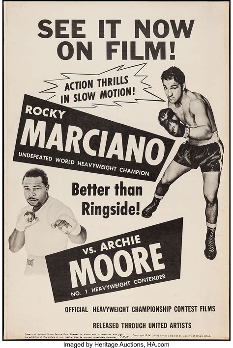 Rocky Marciano vs. Archie Moore (United Artists, 1955). Poster (40 ...