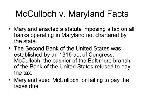 PPT - McCulloch v. Maryland Facts PowerPoint Presentation, free ...