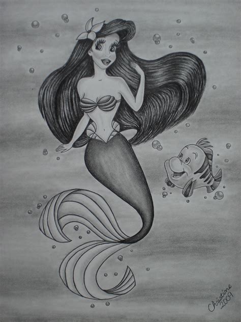 Ariel and Flounder Drawing!! - The Little Mermaid Fan Art (3442224) - Fanpop