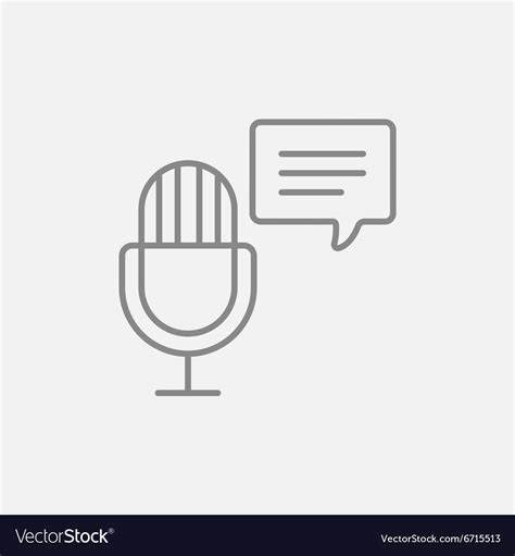 Microphone with speech square line icon Royalty Free Vector