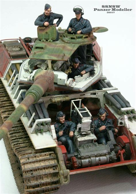 A excellent model showing the interior view and crew positions on a King Tiger German Soldiers ...