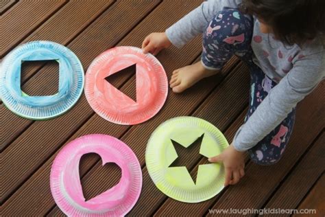 Learn about shapes using paper plates and yarn - Laughing Kids Learn