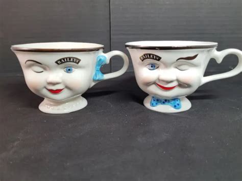 VINTAGE BAILEYS MR. & Mrs. Yum Winking Face Coffee Cups Mugs Set of 2 $21.00 - PicClick