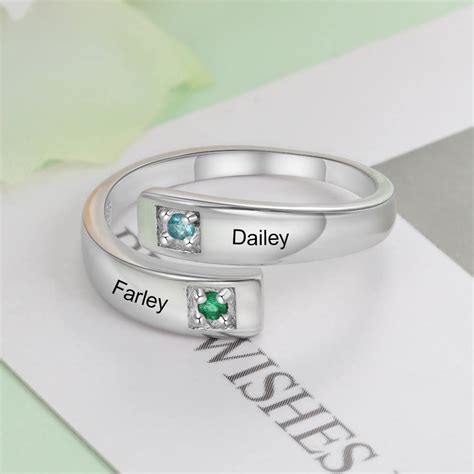 Engraved Birthstone Ring | Free Customization - OurCoordinates