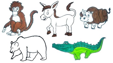 How to Draw Animals | Easy step by step drawings for kids | Drawing Class - YouTube