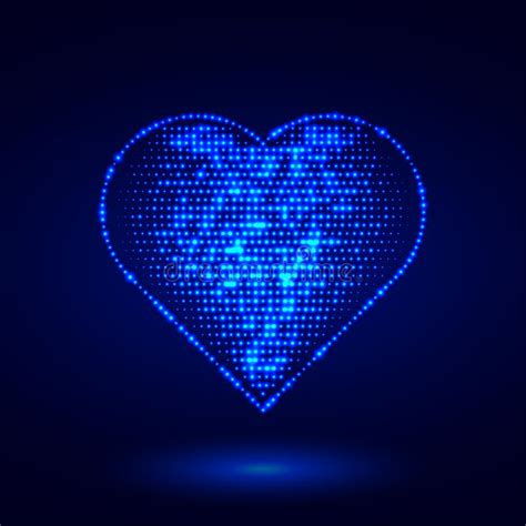 Blue Glowing Digital Heart from Glowing Points. Cybernetic Particle Neon Heart Symbol ...