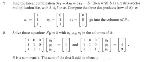 Solved 1 Find the linear combination 3s1 4s 5s- b. Then | Chegg.com