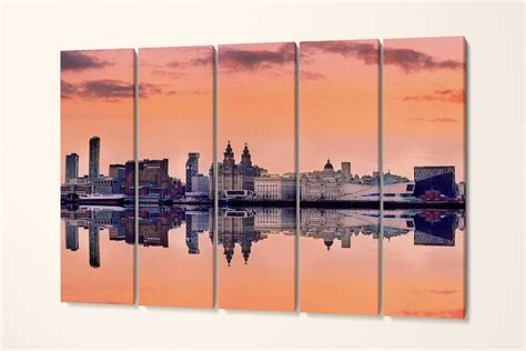 Liverpool Skyline Pink Sky Panoramic Print Ready to Hang Canvas Eco ...